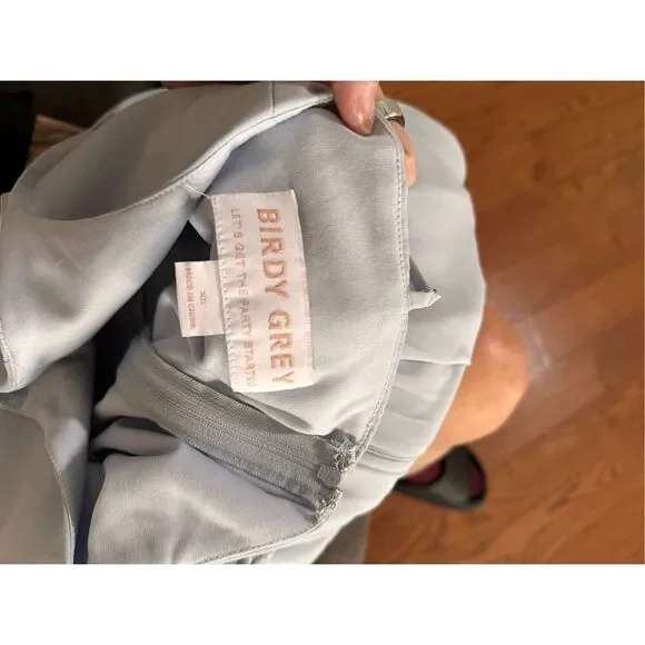 Ice blue birds grey bridesmaid dress - Picture 3 of 5